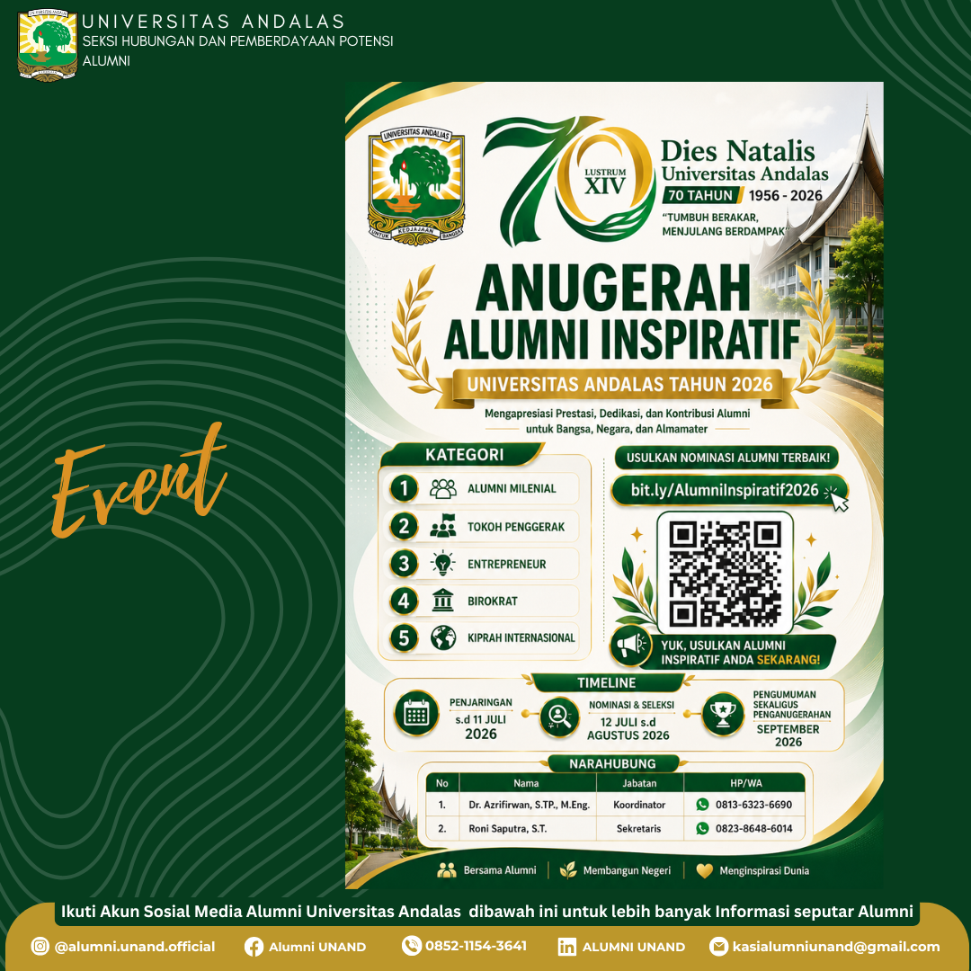 ANUGERAH ALUMNI INSPIRATIF UNIVERSITAS ANDALAS TAHUN 2026